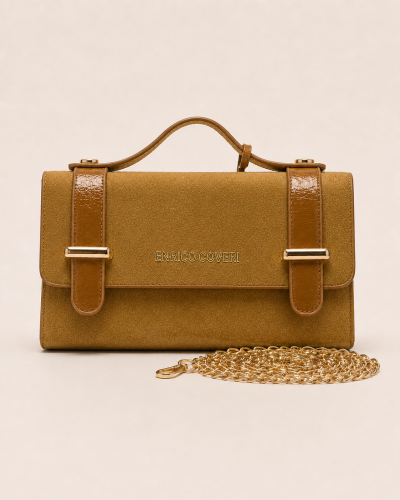 19cm x 10cm - SAC. Enrico Coveri - Cartable Suédine & Chaîne 