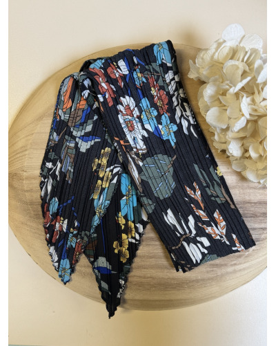 150cm - Foulard Ceinture T. Brill. impr. Fleurs 