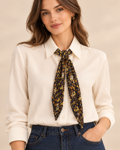 150cm - Foulard Ceinture T. Brill. impr. Trèfles dorés 