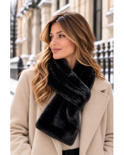 86cm x 16cm - Tour de cou Snood Tout doux Couleur:D. Noir
