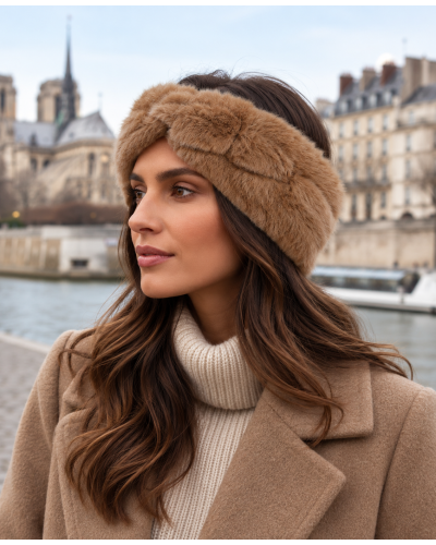 25cm x 12cm - Bandeau de tete Tout doux Couleur:CH. Camel